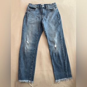 J Crew boyfriend jeans, distressed denim